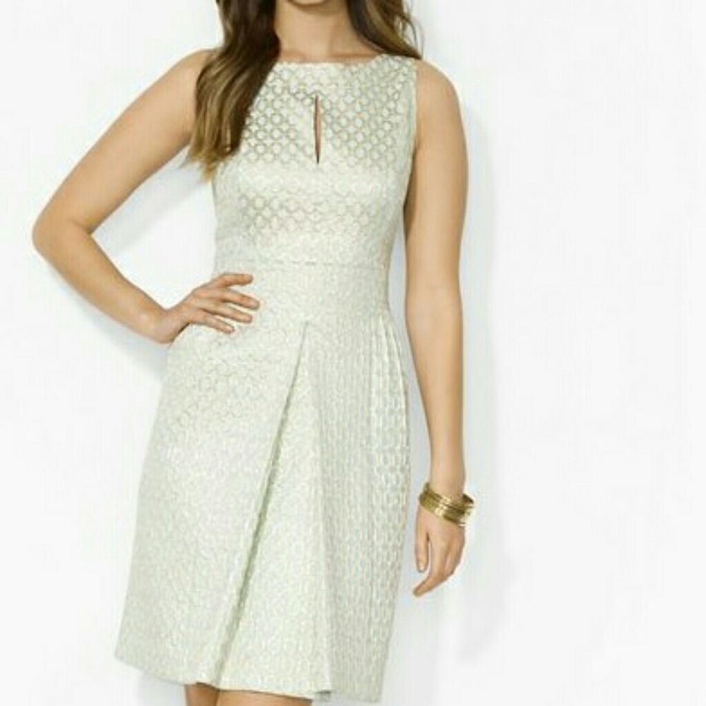 RL Lauren gold cream brocade dress